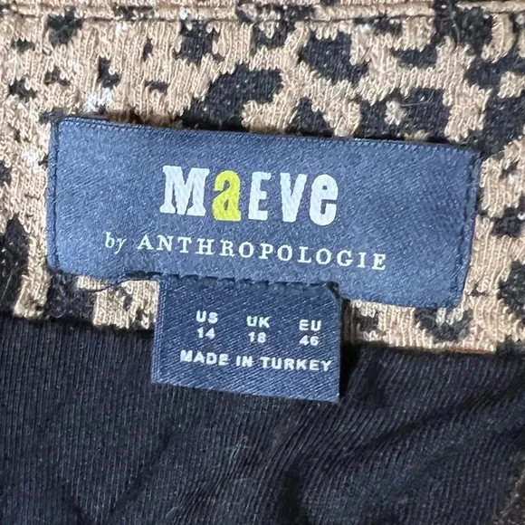 ANTHROPOLOGIE Maeve Cut Out Mini Animal Print Dress Brown Leopard Size 14 - Picture 9 of 12